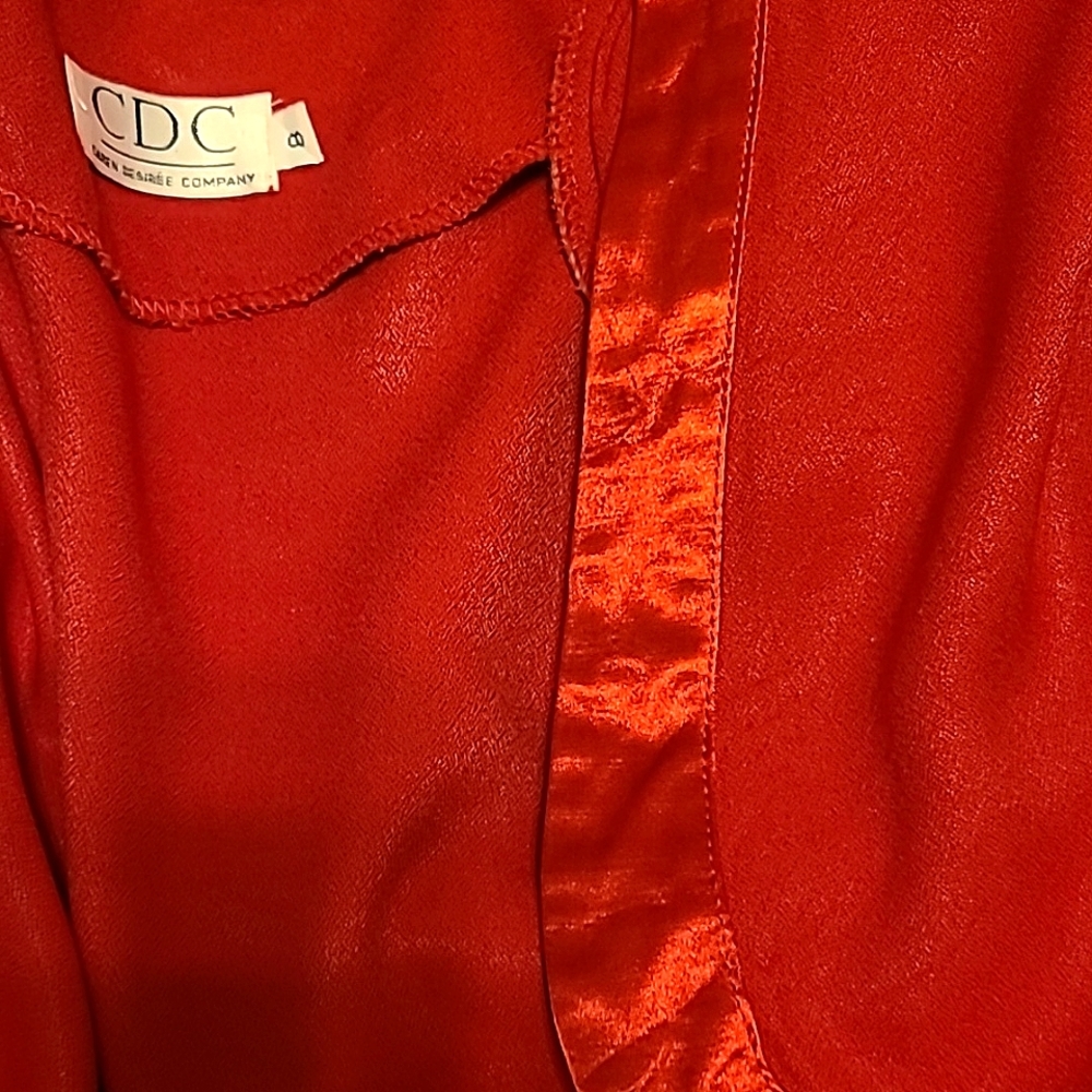 Vintage Womans Red CDC Sleeveless Dress with Long Sleeve Jacket Size 8 - Picture 10 of 10